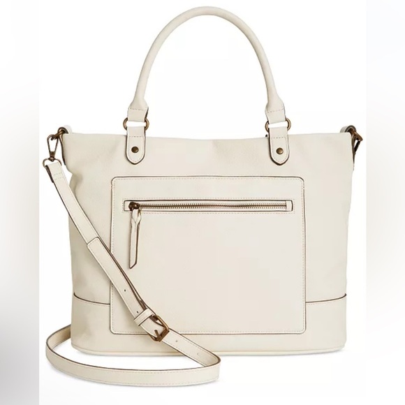 Style & Co Hudsonn Leather Tote Bag Created for Macy's Size One Ivory Purse - Picture 1 of 8